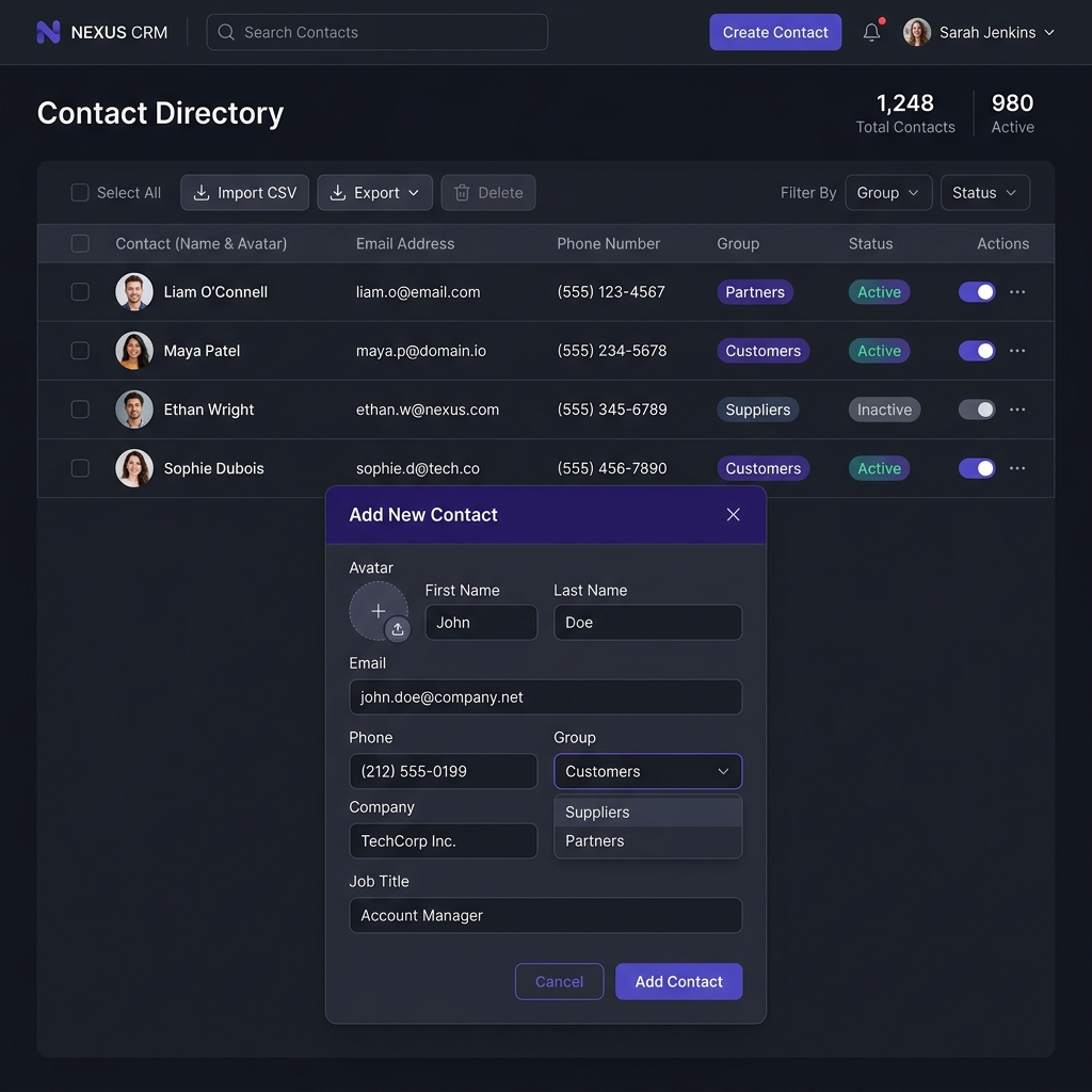 NotifyFlow Contacts Directory